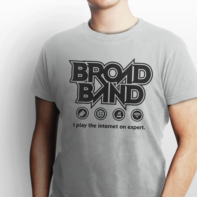 broadband rock band parody shirt